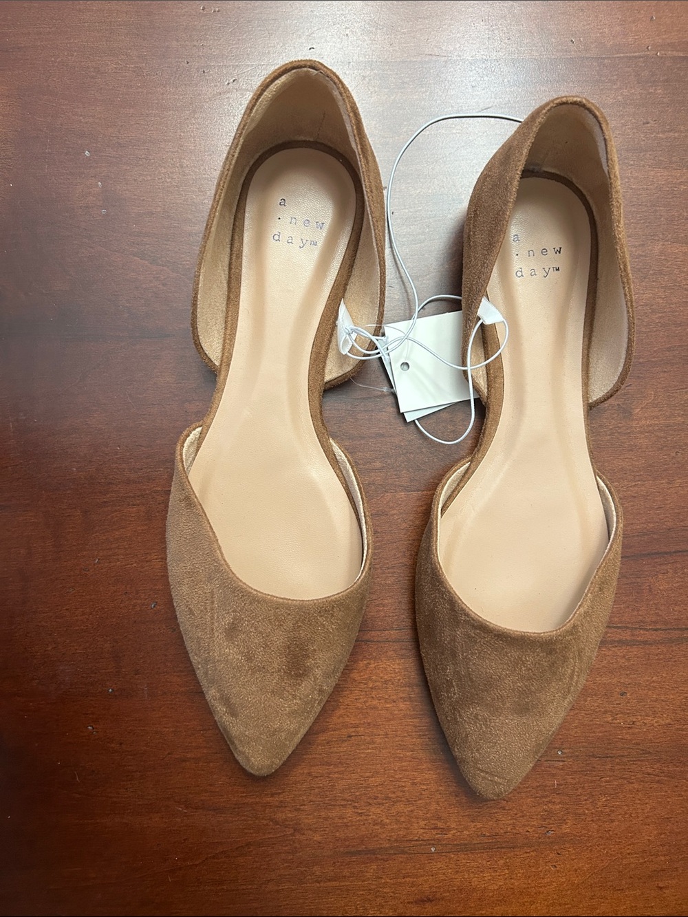 a new day Tan Suede Pointed D'Orsay Flats